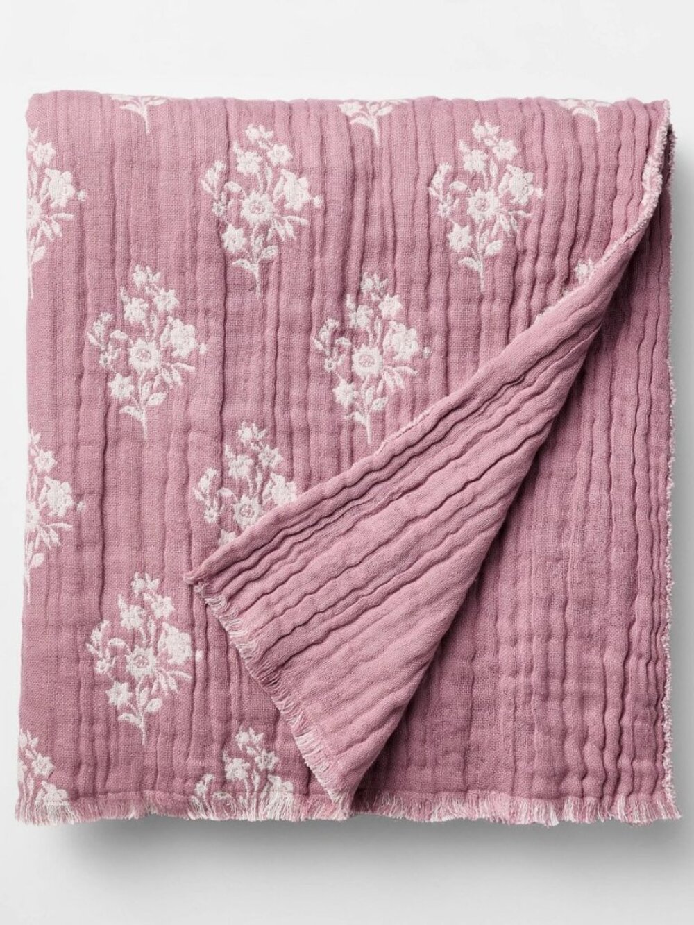 Threshold x Studio McGee Floral Block Print Jacquard Throw Purple/Cream